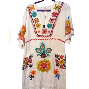 NWT UNCLE FRANK 100% LINEN & Embroidary Originally $148 Top Swimwear Cov…